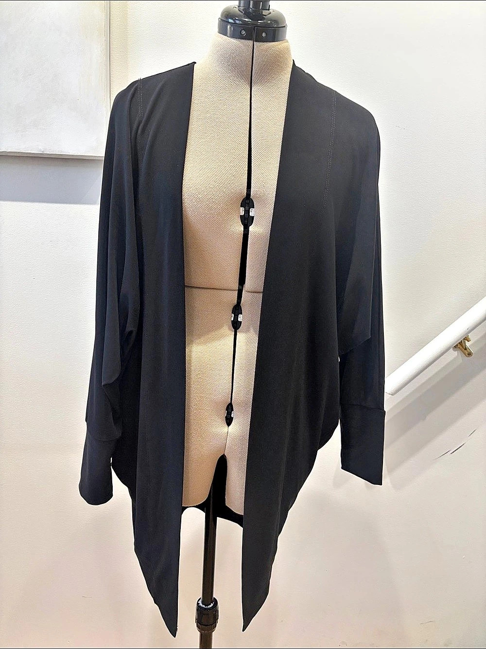 Black Open Front Draped Cardigan NWT